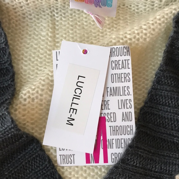 Lularoe Lucille knit cardigan cream gray NWT M - Picture 3 of 6